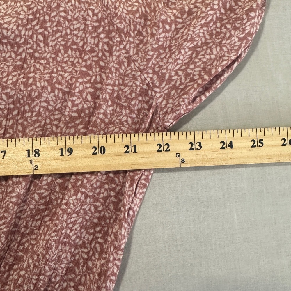 Faherty Women's XXL Montara Dress Mauve Leaf Batik Smocked Waist Cottagecore NEW - Picture 4 of 8